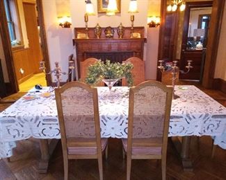 Dining table with cane chairs
