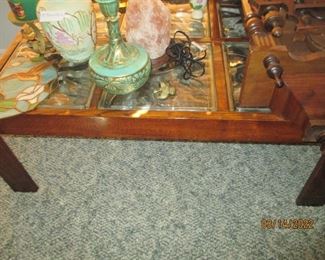 THIS TABLE AS YOU CAN SEE BOTTOM. GLASS INSERTS   LIKE NEW  $45
