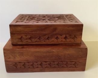 Carved wooden box