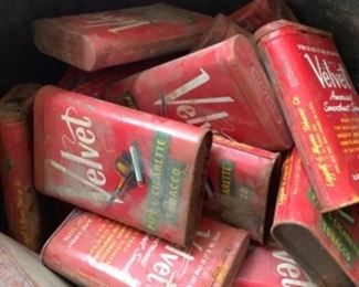 Velvet pipe & cigarette tobacco cans. About 100 of them!