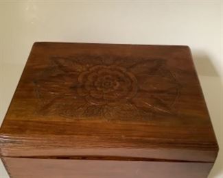 Carved wooden rose box