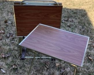 Veneer wood tray table set 