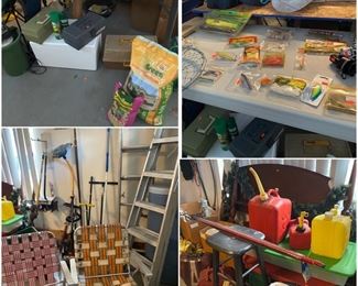 GARAGE CHAIRS, YARD, FISHING, ETC., ZORO WEED EATER & EXTRA PARTS