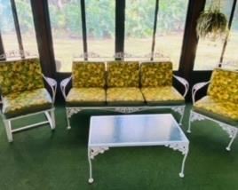 ROD IRON PATIO FURNITURE (VERY WELL TAKEN CARE OF )! INSPIRED AS WOODARD COLLECTION