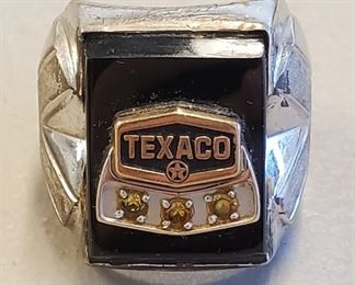 TEXACO Employee Sterling & Onyx Ring Size 11
