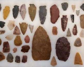 Arrowheads, scrapers, and other Indian artifacts