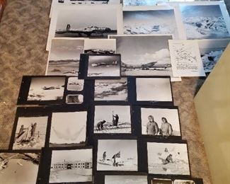 WW2 Military Air Force Photos Elmendorf Field Alaska. Large group of photographs of Elmendorf Field, Fairbanks, Alaska, showing various aircraft (C-36, B-29, B-17, C-47, etc), soldiers building igloos, Eskimo people, identified photos of officers, and a scrapbook with candid photos of dancing at the club. Mentions the 66th Fighter Squadron and the 57th Fighter Wing. I believe these date to the end of the war when control of Elmendorf Field was turned over to the Air Force and renamed Elmendorf Air Field Base. Photos range in size from 9 1/2" x 7 1/2" to 16" x 20".