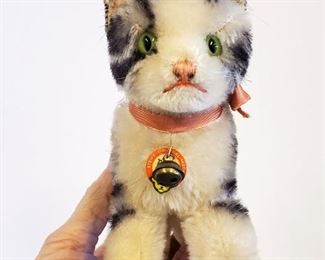1950s STEIFF TABBY Stuffed Mohair Cat Toy