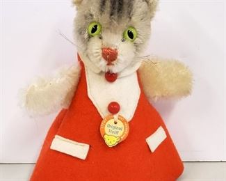 1950s STEIFF Hide A Gift Cat Toy Mohair & Felt