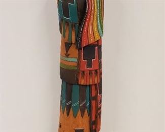 19" Hopi 2 Face Cliff Dancer Kachina Doll Signed but I am unable to decipher the signature.