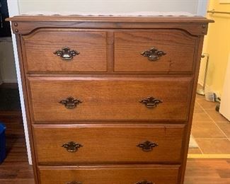 Matching chest of drawers that go with bed, dresser, and nightstand 
Measures 32 1/2” wide x 42” tall