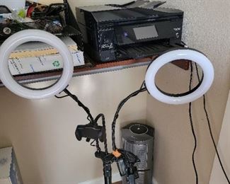 office stuff printer and social media lighting