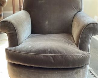 Smoky Grey Velvet Upholstered Club Chair - 2 available. Each measures 36" W x 40" D. Photo 1 of 3. 