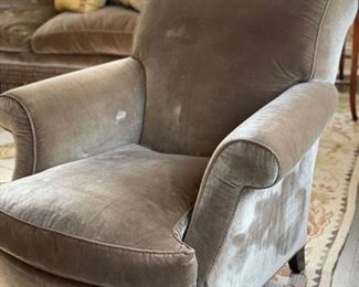 Smoky Grey Velvet Upholstered Club Chair - 2 available. Each measures 36" W x 40" D. Photo 3 of 3. 