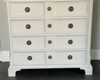 K. A. Roos (Helsingborg, Sweden) Four-Drawer Bureau with Brass Pulls and Dentil Trim. Measures 38" W x 17" D x 36" H. Photo 1 of 3. 