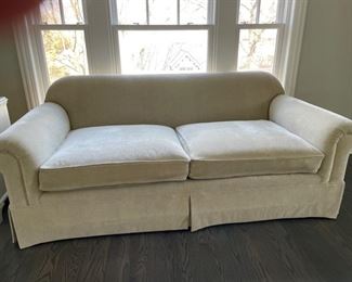 Chenille upholstered sofa. Measures 80" W x 40" D. Photo 1 of 3. 
