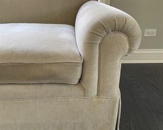 Chenille upholstered sofa. Measures 80" W x 40" D. Photo 3 of 3. 