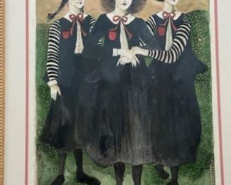 School Girls by Beth Bird. Measures 26.5” x 33.5.”  Photo 1 of 4. 