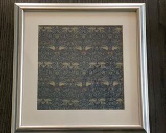 Framed wall paper remnant. 