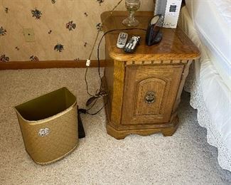 Pair of Nightstands, vintage trash can