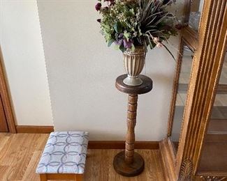 plant stand and small footstool