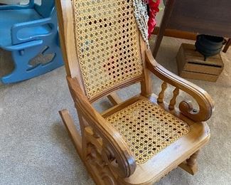 Child size caned rocking chair