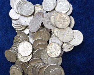 Lot 915 96 silver dimes & 1 quarter