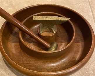 Antique Nut cracker bowl with hammer