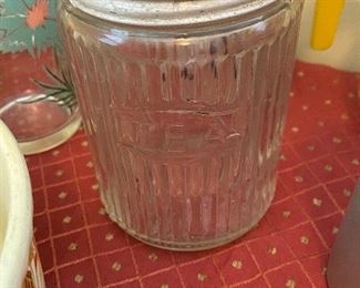 Old Embossed "Tea" Hoosier Jar