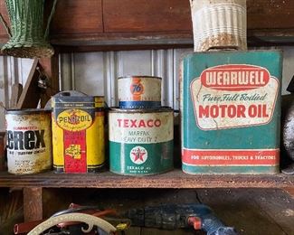 Old Advertising Cans (Penzoil, Texaco, 76, Wearwell Motor Oil)
