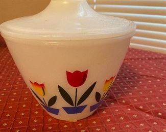 Fire King Tulip Covered Bowl