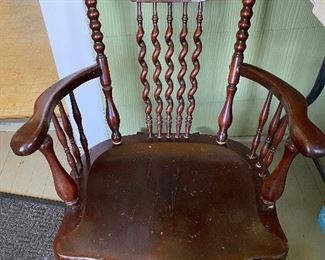 Old Rocking Chair with Inlaid Back