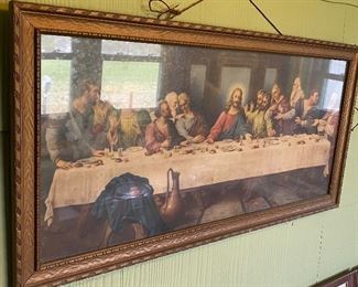 Old Framed Last Supper Print