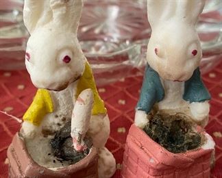 Small Old Bisque Bunny Figures