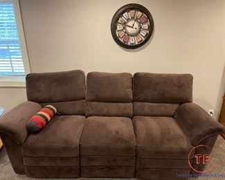 LAZY-BOY Powered Reclining Suede Sofa
