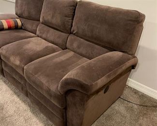 LAZY-BOY Powered Reclining Suede Sofa