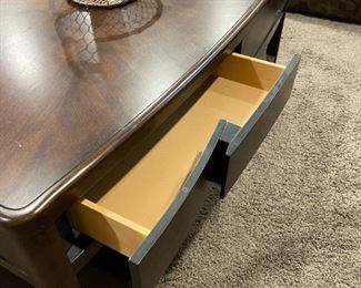 Contemporary Wood Coffee Table with Geometrical Drawers