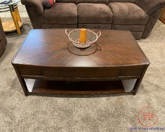 Contemporary Wood Coffee Table with Geometrical Drawers