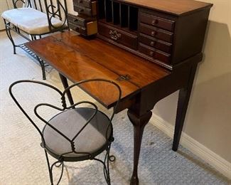Vintage Secretary Desk with Ice Cream Parlor Stool
