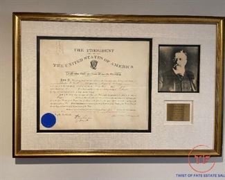 Military Appointment Letter Dated June 23rd, 1903 Signed by THEODORE ROOSEVELT 