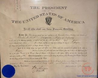 Military Appointment Letter Dated June 23rd, 1903 Signed by THEODORE ROOSEVELT 