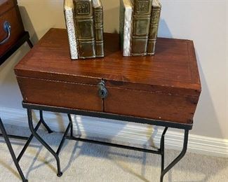 Wood Trunk with Cast Iron Base