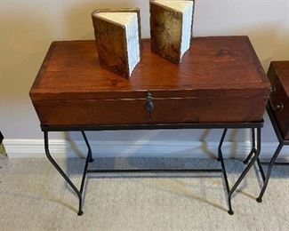 Wood Trunk with Cast Iron Base
