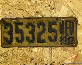 1917 Nebraska License Plate