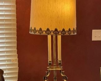 Mid-Century Modernist STIFFEL Brass Candlestick Table Lamp In The Manner of TOMMI PARZINGER
