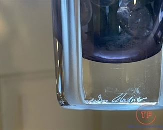 Signed Blue Art Glass Vase by WILLIAM GLASNER