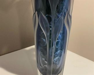 Signed Blue Art Glass Vase by WILLIAM GLASNER