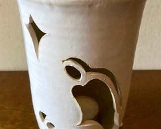 Signed Nativity Candle Holder