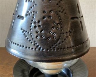 Punched Tin Shade Candle Lamp