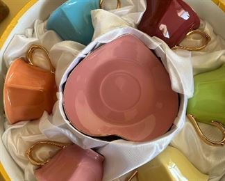 Classic Tea and Saucer Set, In box, Gold Detail